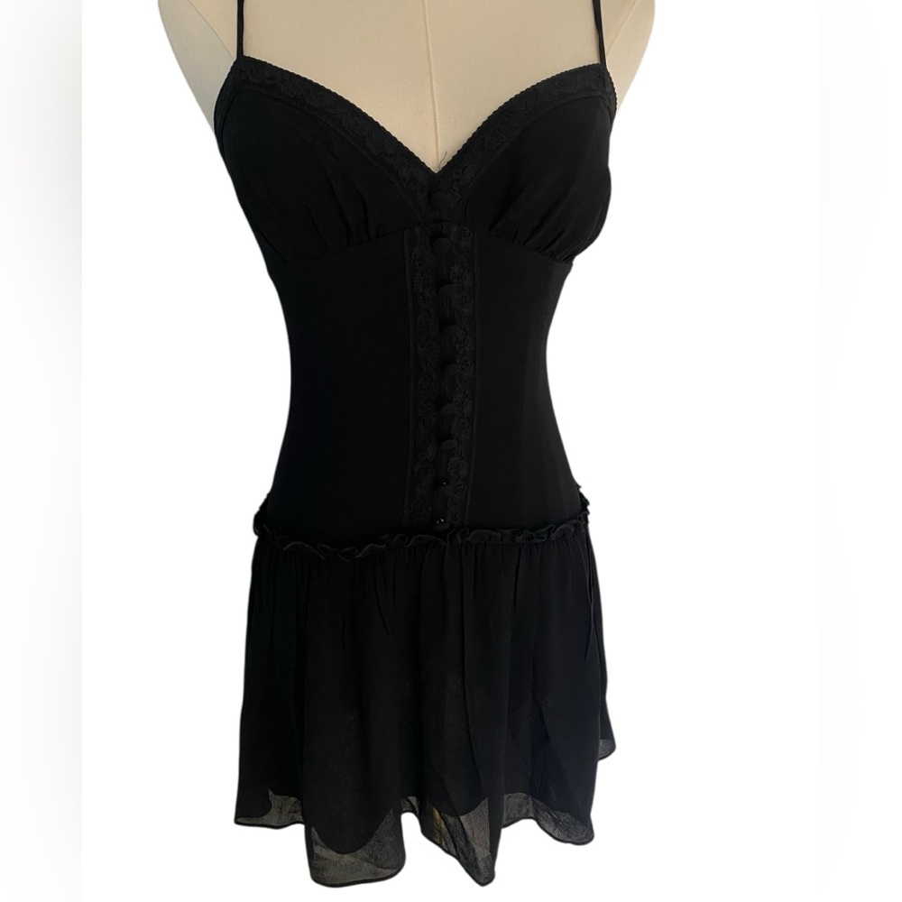 Reformation Black Lace-Trim Slip Dress